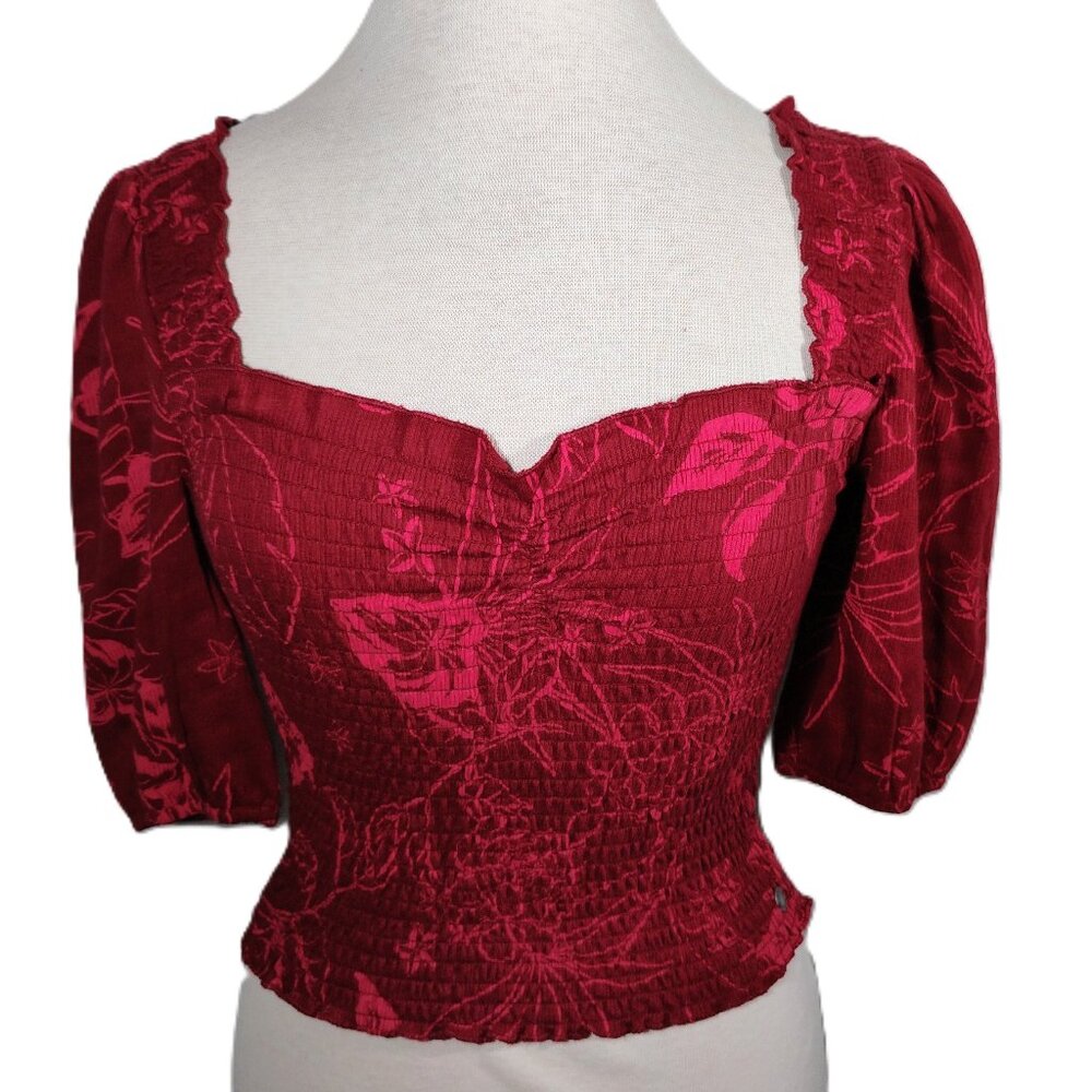 ROXY Smocked Tropical Print Top – Size M – NWT